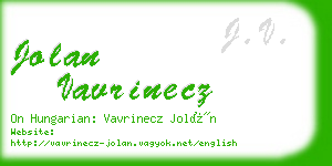 jolan vavrinecz business card